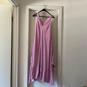 Lined Asymmetrical Pink Summer Maxi Dress